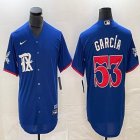 Nike Texas Rangers #53 Adolis Garcia blue majestic baseball jerseys-BD