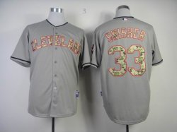 Cleveland Indians SWISHER 33# gray mlb camo jersey