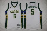 milwaukee bucks #5 Carter Williams white embroidery basketball jerseys