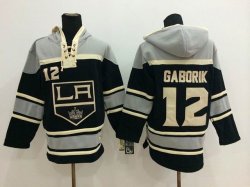 Los Angeles Kings #12 Marian Gaborik black NHL Hooded Sweatshirt