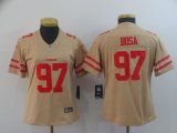 Women Nike 49ers #97 Nick Bosa nike yellow Color Rush Limited Jersey Inverted version