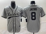 Nike Oakland Raiders #8 Josh Jacobs gray baseball jerseys Joint name-BD