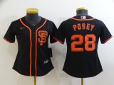 Women San Francisco Giants 28 Buster Posey black majestic baseball Jersey-BD