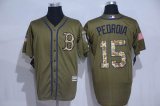 Boston Red Sox Dustin Pedroia 15# Green Salute to Service Stitched MLB Jersey