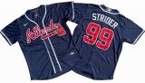 Men's Atlanta Braves 99# Spencer Strider Nike Navy Alternate Replica Player Name Jersey