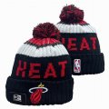 2024 Miami Heat black white red NBA Sports Cuffed Knit Hats 01