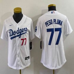 Youth Nike Los Angeles Dodgers #77 Peso Pluma white majestic baseball jerseys 01