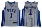 Youth Duke Blue Devils #1 Zion Williamson white V Neck College Basketball Elite Jersey