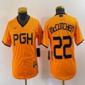 Youth Nike Pittsburgh Pirates #22 Andrew McCutchen Yellow MLB baseball Jerseys city version