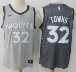 Nike Minnesota Timberwolves #32 Karl-Anthony Towns black gray basketball Jersey-MHD