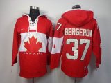 2014 New Olympic Canada 37 Patrice Bergeron Red NHL Hooded Sweatshirt