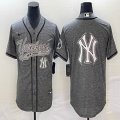 Nike New York Yankees blank Hemp grey majestic baseball jerseys big logo-BD 03