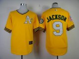 Oakland Athletics JACKSON 9 throwback yellow mlb jerseys