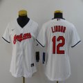 Women Nike Cleveland Indians #12 Francisco Lindor white majestic baseball jersey