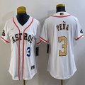 Youth Nike Houston Astros #3 Jeremy Pena white baseball jerseys champion patch-BD 01