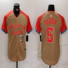 American League #5 Corey Seager Nike Cream 2024 MLB All-Star Game Limited Player Jersey 02