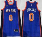 Nike New York Knicks #0 Donte DiVincenzo blue NBA basketball jerseys city version-XD