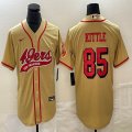 Nike 49ers #85 George Kittle yellow throwback baseball jerseys Joint name-BD