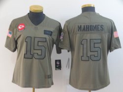 Women Kansas City Chiefs #15 Patrick Mahomes Nike Camo 2019 Salute to Service Limited Jersey