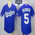 Youth Los Angeles Dodgers #5 Corey Seager blue majestic baseball jersey