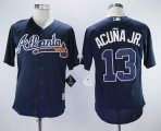 Atlanta Braves #13 Ronald Acuna Jr. blue majestic Mlb baseball Jersey-sg