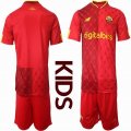 2022-2023 Roma club red kid soccer jerseys home