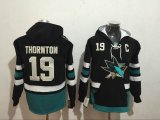 2017 San Jose Sharks Joe Thornton #19 black Hockey Hooded Sweatshirt