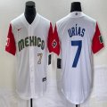 2023 World Cup Mexico #7 Julio Urias white red majestic baseball jerseys 05