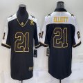 Nike Dallas Cowboys #21 Ezekiel Elliott Black White Color Rush Limited Jersey -BD