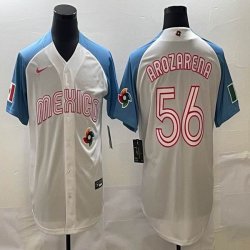 2023 World Cup Mexico #56 Randy Arozarena white skyblue majestic baseball jerseys 26