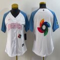 Women 2023 World Cup Mexico blank white skyblue majestic baseball jerseys 09