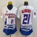 Youth Puerto Rico Baseball #21 Roberto Clemente White 2023 World Baseball Classic Replica Player Jersey 06