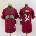 Women 2023 World Cup Mexico #34 Fernando Valenzuela red blank majestic baseball jerseys 14