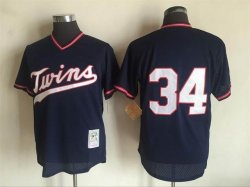 Minnesota Twins #34 kirby puckett dark blue throwback baseball jersey