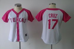 MLB Texas Rangers 17 Cruz white women jersey