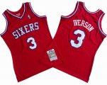 Philadelphia 76ers #3 Allen Iverson red throwback NBA basketball jersey-S8