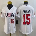 Women 2023 World Cup #15 Bobby Witt Jr. white USA majestic baseball jerseys 04