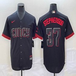 Nike Cincinnati Reds #37 Tyler Stephenson black majestic baseball jerseys Joint name-BD 03