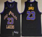 Nike Los Angeles Lakers #23 LeBron James Black NBA Basketball jerseys city version -HL