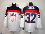 2014 NHL United States team #32 QUICK white hockey jerseys