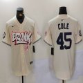 Nike New York Yankees #45 Gerrit Cole beige majestic baseball Jersey Joint name 01