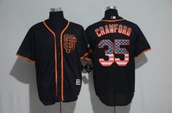 San Francisco Giants #35 CRAWFORD black usa flag majestic mlb baseball jerseys