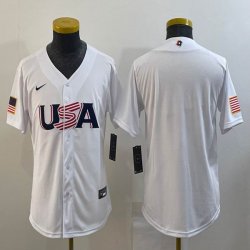 Youth 2023 World Cup blank white USA majestic baseball jerseys 04