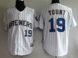 Milwaukee Brewers 19# Yount White blue MLB Jerseys