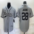 Nike Oakland Raiders #28 Josh Jacobs gray baseball jerseys Joint name-BD