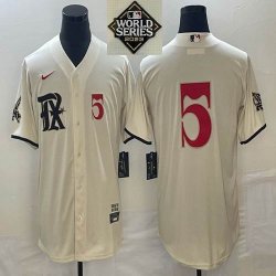 2023 world series Nike Texas Rangers #5 Corey Seager beige majestic baseball jerseys city version 02