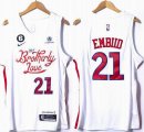 Nike Philadelphia 76ers #21 Joel Embiid white basketball Jerseys 6 patch