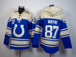 Indianapolis Colts #87 Reggie Wayne blue beige nfl Hooded Sweatshirt