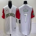 2023 World Cup Mexico #7 Julio Urias white red majestic baseball jerseys 75