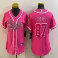 Women Nike Kansas City Chiefs Travis Kelce #87 pink baseball jerseys Joint name-BD